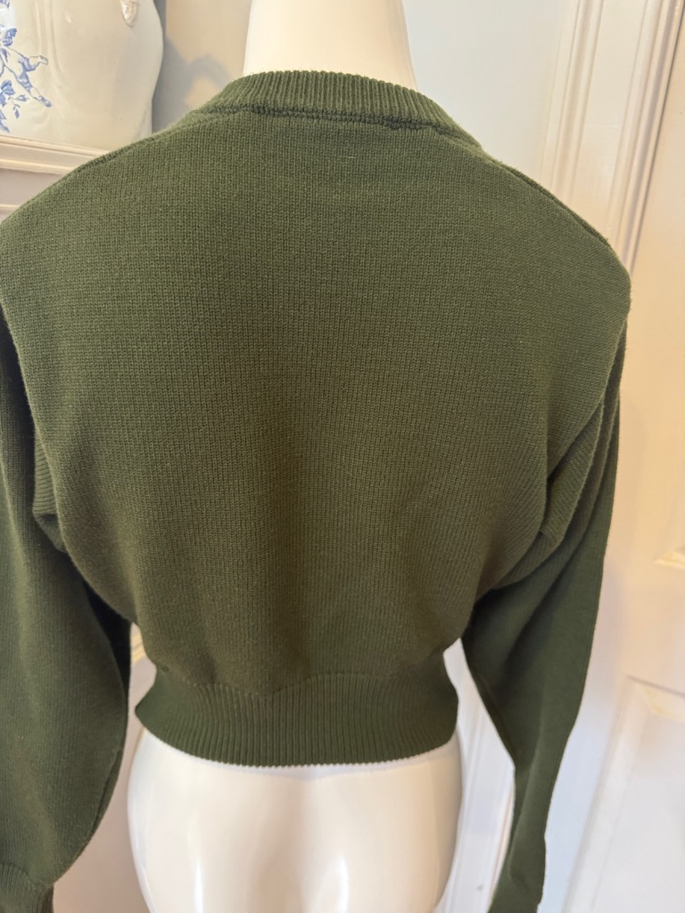 Zara Olive Crewneck Ribbed-Waist Sweater - Picture 4 of 7